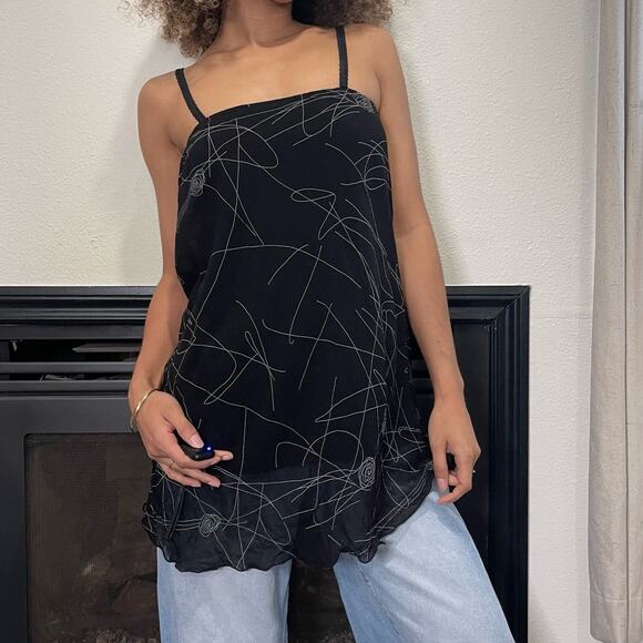 Vintage 90s black long cami tank (S/M) whimsygoth Y2K - Picture 6 of 6